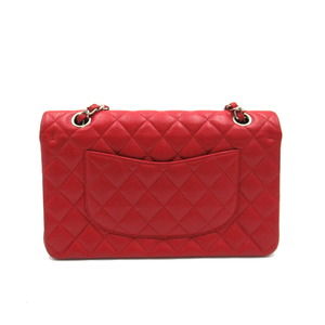 Chanel W Matelasse Bag Chain Red Caviar Flap Skin Shoulder